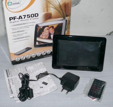 Mustek PFA750D Digitaler Bilderrahmen 7" Zoll MP3 MPEG4 USB SD Slot JPEG FB Netz