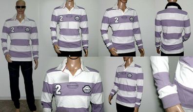 Rareza Cuban Desde 1872 Polo Hemd Shirt Langarm Regular Extra Mild M Lila Weiß