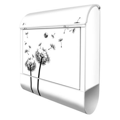 banjado® Design Briefkasten Stahl weiß mit Zeitungsfach Motiv Pusteblume 2