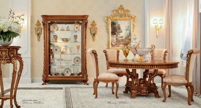 Luxus Esszimmerstuhl Stuhl Esszimmer Sessel Sitzer Stühle Holz Braun Barock Gold