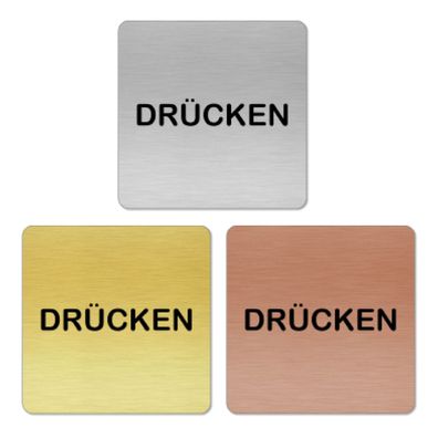 Türschild Drücken 1 quad. für Badezimmer, WC, selbstklebend [TSLAS1 1012H 41045]