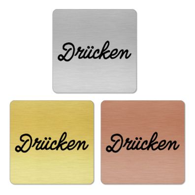 Türschild Drücken 2 quad. für Badezimmer, WC, selbstklebend [TSLAS1 1012H 41047]