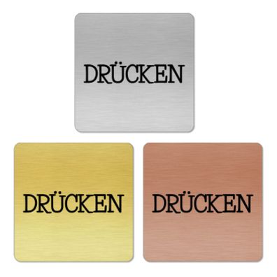 Türschild Drücken 3 quad. für Badezimmer, WC, selbstklebend [TSLAS1 1012H 41049]