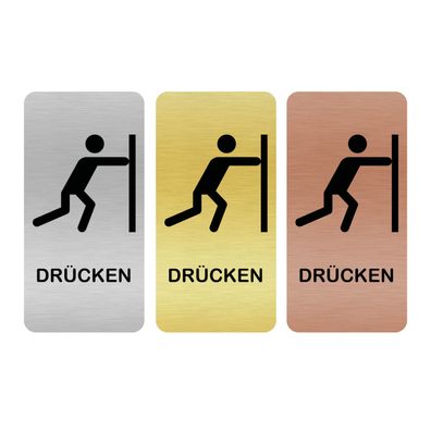 Türschild Drücken 4 quer für Badezimmer, WC, selbstklebend [TSLAS1 1003A 41059]