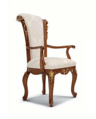 Luxus Esszimmerstuhl Stuhl Esszimmer Sessel Sitzer Stühle Holz Braun Barock Gold