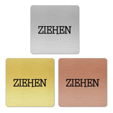 Türschild ZIEHEN 3 quad. für Badezimmer, WC, selbstklebend [TSLAS1 1012H 41048]