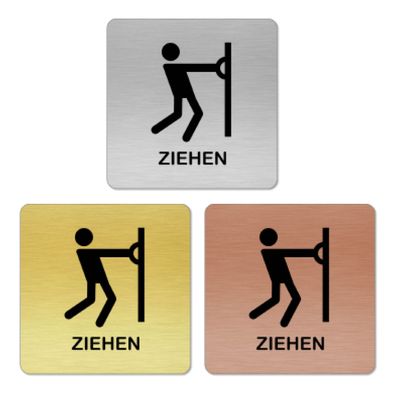 Türschild ZIEHEN 4 quad. für Badezimmer, WC, selbstklebend [TSLAS1 1012H 41050]