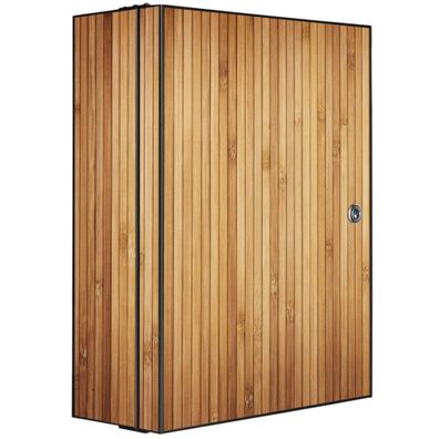 banjado® Medizinschrank, Badschrank Stahl anthrazit abschließbar mit Motiv Bambusholz