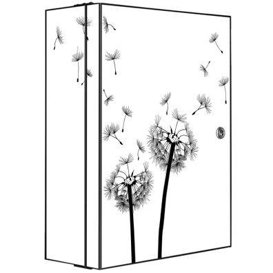 banjado® Medizinschrank, Badschrank Stahl anthrazit abschließbar mit Motiv Pusteblume