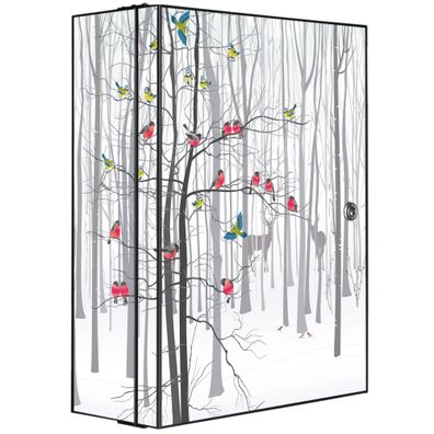 banjado® Medizinschrank, Badschrank Stahl anthrazit abschließbar mit Motiv Winterwald