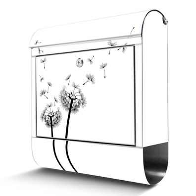 banjado® Design Briefkasten Edelstahl mit Zeitungsfach Motiv Pusteblume 2