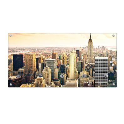 banjado® Garderobe Glas 5 Chromehaken Motiv New York City