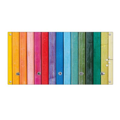 banjado® Garderobe Glas 5 Chromehaken Motiv Regenbogenfarben