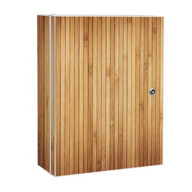 banjado® Medizinschrank, Badschrank Stahl weiß abschließbar mit Motiv Bambusholz