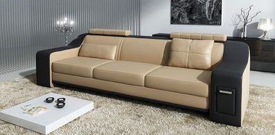 Ledersofa Set Sofa Couch Sitz Polster Garnitur Sofagarnitur 3 + 2 + 1 Sofas + USB Neu