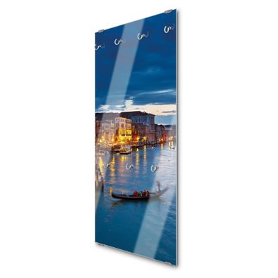 banjado® Garderobe groß Glas 7 Haken Motiv Canale Grande Bei Nacht