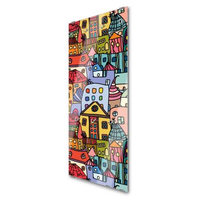 banjado® Garderobe groß Glas 7 Haken Motiv Funky Town