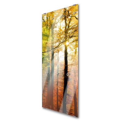 banjado® Garderobe groß Glas 7 Haken Motiv Herbstwald