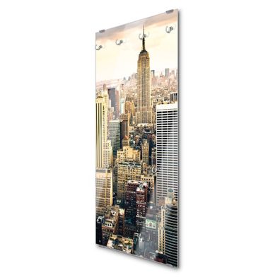 banjado® Garderobe groß Glas 7 Haken Motiv New York City