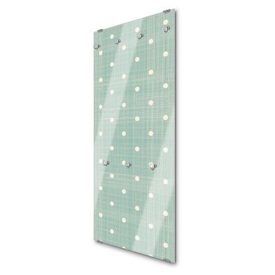 banjado® Garderobe groß Glas 7 Haken Motiv Punkte Lindgrün