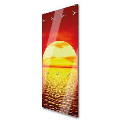 banjado® Garderobe groß Glas 7 Haken Motiv Sonnenuntergang