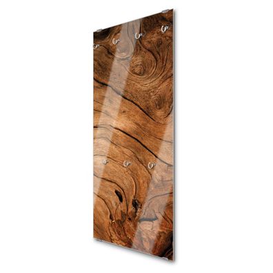 banjado® Garderobe groß Glas 7 Haken Motiv Trockenes Holz