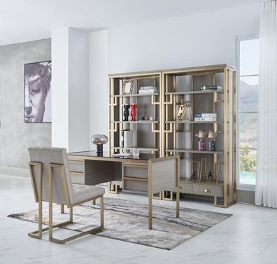 Büro Set Einrichtung Landhaus Schreibtisch Stuhl Sessel Sekretär Tisch 2 tlg