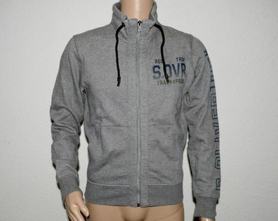 S. Oliver 12134 Bestickte Sweat Jacke Pullover Steh Kragen Reißvers. Gr. S Grau