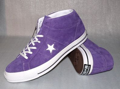 Converse 162578C ONE STAR MID Rau Suede Leder Schuhe Sneaker 48 51,5 Orchid Weiß