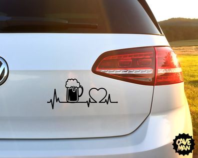 Auto Aufkleber "Bier Herzschlag" Alkoholliebhaber Puls Vinyl Fun Sticker #0175