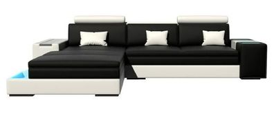 Ledersofa Designer Ecksofa Sofa Couch Polster Wohnlandschaft mit LED Beleuchtung