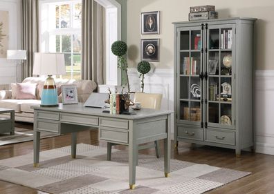 Büro Set Einrichtung Landhaus Schreibtisch Stuhl Aktenschrank Regal Tisch 3 tlg