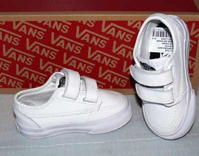 Vans Brigata V T'S Echt Leder Klettverschluss Kinder Schuhe Sneaker EU 21 White