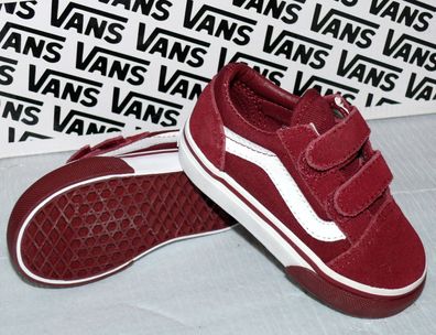 Vans TD OLD SKOOL V MONO Bumper Rau UP Leder Kinder Schuhe Sneaker EU 21 Bordo