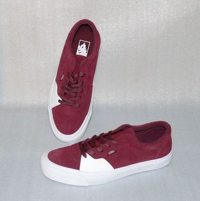 Vans UA Style 205 Rauleder Herren Schuhe Freizeit Sneaker 42 US9 Dk. Rot Weiß 145