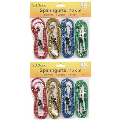 2 x Spanngurte 4er je 75cm 4 Farben sortiert rot gelb blau gr?n