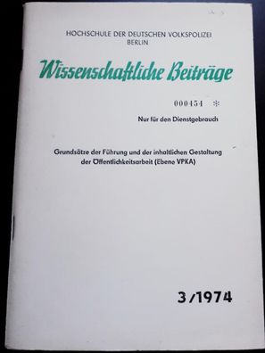 Hochschule der Deutschen VP Berlin - Wissenschaftliche Beiträge 3/1974