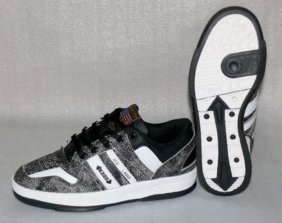 World OF Troop ICE Lamb Leder Herren Schuhe Freizeit Sneaker 42 UK8 Schwarz Weiß