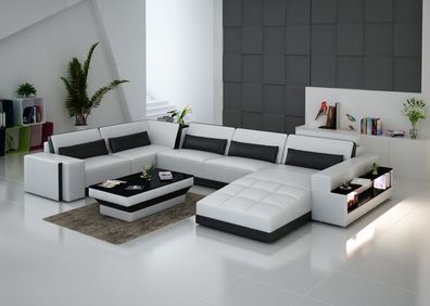 Ledersofa mit USB, ouch Wohnlandschaft Ecksofa Eck Garnitur Design Modern Sofa