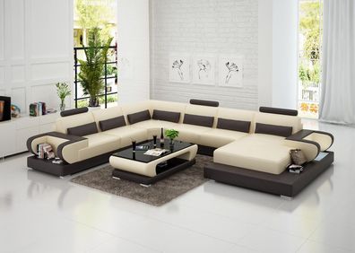 Ledersofa mit USB, ouch Wohnlandschaft Ecksofa Eck Garnitur Design Modern Sofa