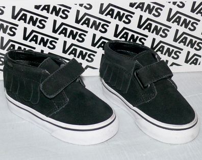 Vans CHUKKA V MOC SUEDE Rau UP Leder Kinder Schuhe Sneaker EU 21 Schwarz Weiß