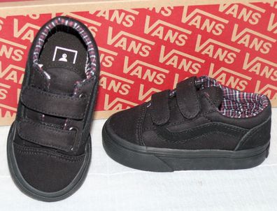 Vans OLD SKOOL V CORD & PLAID T'S Canvas Kinder Schuhe Sneaker EU 21 Schwarz BLK