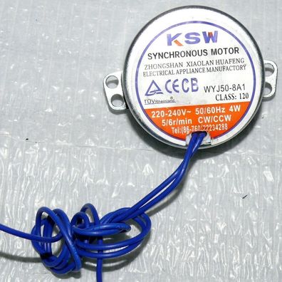 KSW WYJ50-8A1 Elektro Motor 2 Polig 5/6r/min CW/CCW 4W Backofen Ventilator -3454