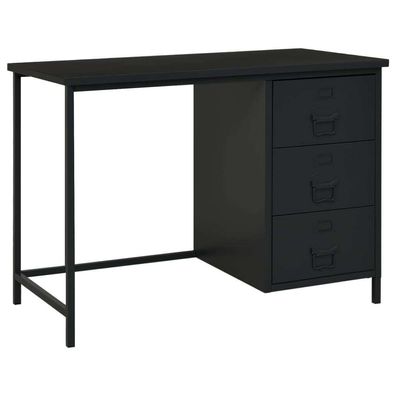 Schreibtisch Industrie-Stil mit Schubladen Schwarz 105x52x75 cm