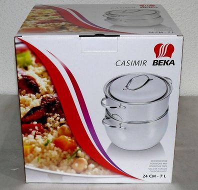 Beka Line 16023838 Casimir Couscoustopf gewölbte Form Deckel Edelstahl 24 cm 7 L