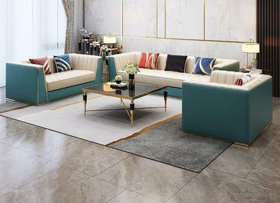 Sofagarnitur Designer Sofa Ledersofa 321 Sitzer Modernes Sofa Wohnlandschaft Neu