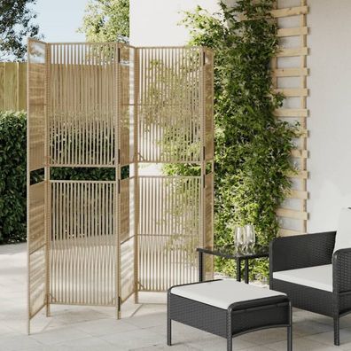 Paravent 5-tlg. Beige Poly Rattan