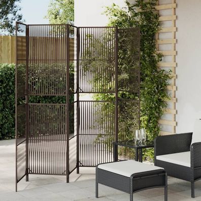 Paravent 6-tlg. Braun Poly Rattan