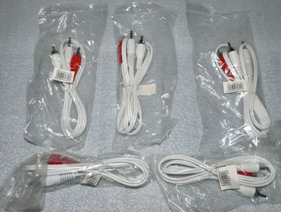 5x Audio Cinch Kabel 3,5mm Klinken Stecker 2-polig MP3 CD Handy Anlage Player