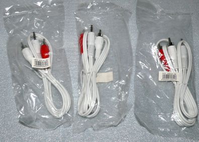 3x Audio Cinch Kabel - 3,5mm Klinken Stecker 2-polig MP3 CD Handy Anlage Player